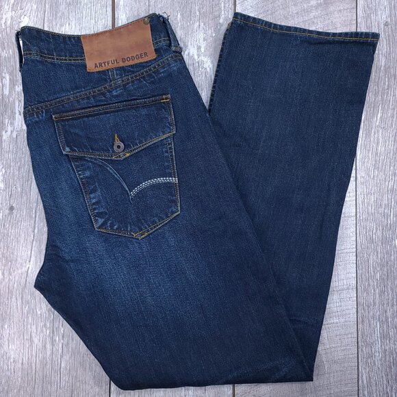 Artful Dodger Mens Straight Fit Jeans Size 40x35 Blue Distressed Denim Pants - Picture 1 of 9